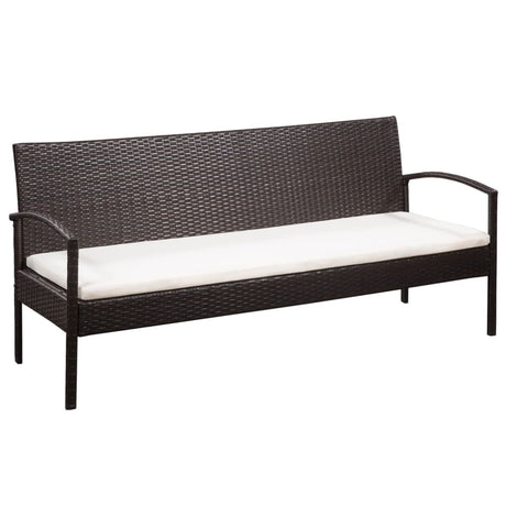 3 Seater Sofa Patio Deck Outdoor Wicker Couch with Cushions PE Rattan - Brown - 