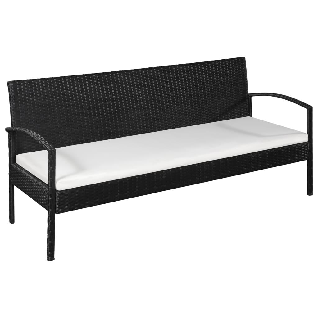 3 Seater Sofa Patio Deck Outdoor Wicker Couch with Cushions PE Rattan - Brown - 