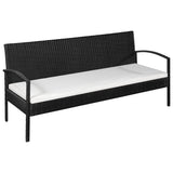 3 Seater Sofa Patio Deck Outdoor Wicker Couch with Cushions PE Rattan - Brown - 