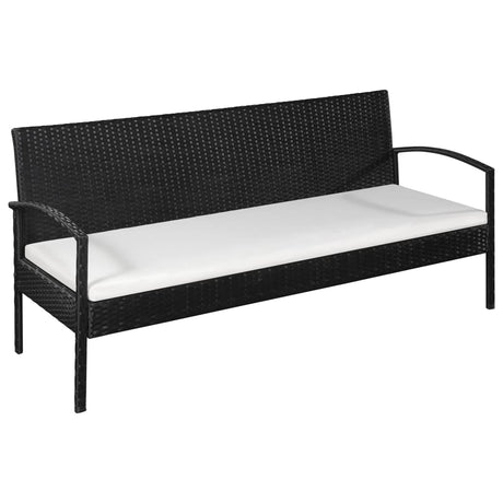 3 Seater Sofa Patio Deck Outdoor Wicker Couch with Cushions PE Rattan - Brown - 