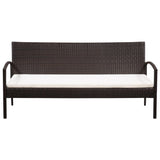 3 Seater Sofa Patio Deck Outdoor Wicker Couch with Cushions PE Rattan - Brown - 