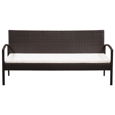 3 Seater Sofa Patio Deck Outdoor Wicker Couch with Cushions PE Rattan - Brown - 
