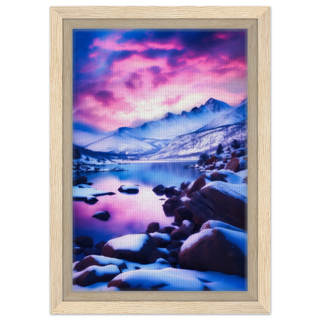 twilight serenity snowy mountain lake at sunset wall art print70x100 cm / 28x40″Aluminum Print
