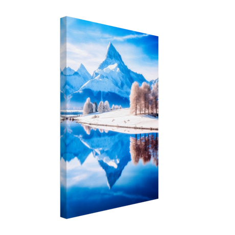 frozen reflections of majesty snowy mountain landscape wall art print40x60 cm / 16x24″Canvas