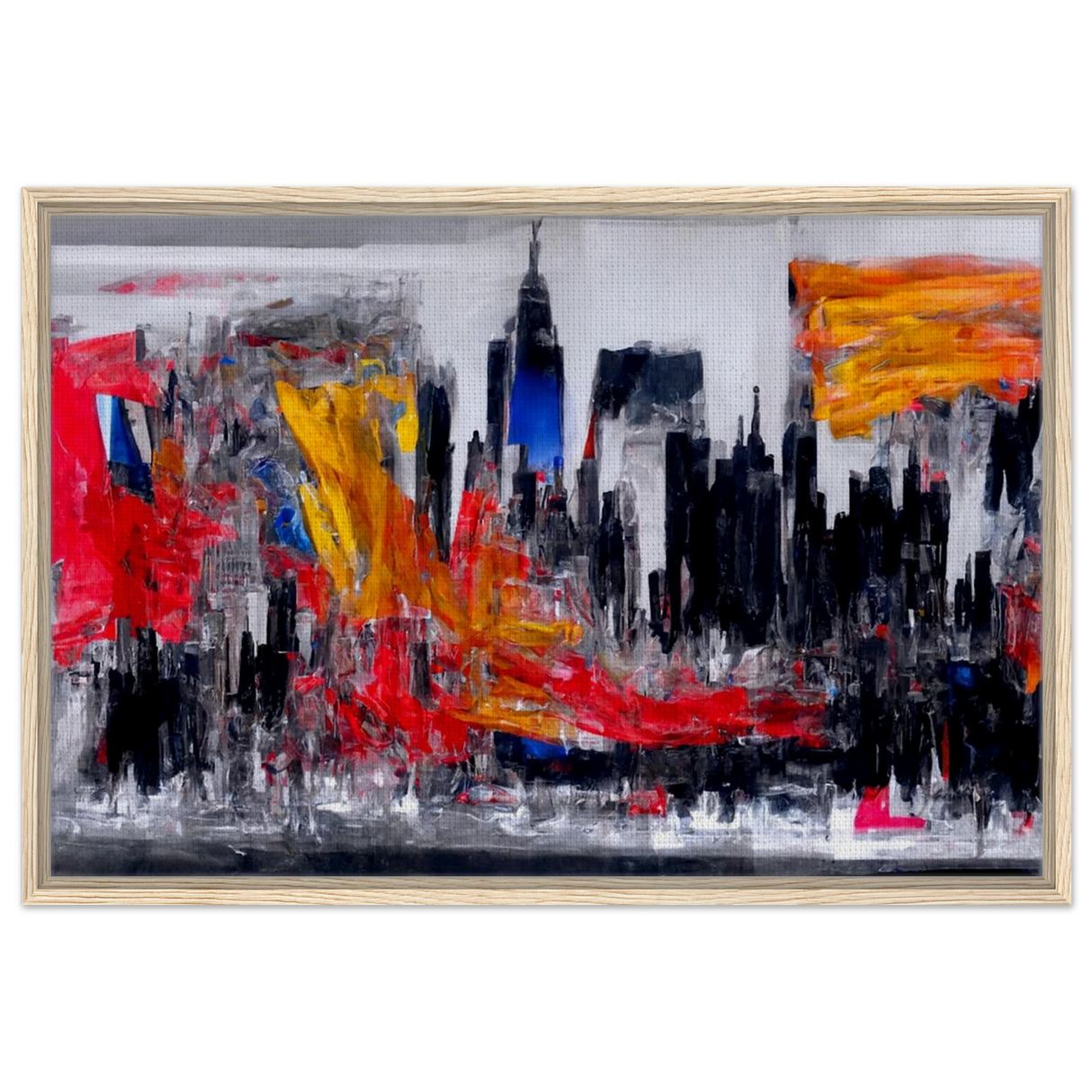Urban Inferno â€“ Abstract Cityscape Wall Art PrintFramed Canvas60x90 cm / 24x36â€³