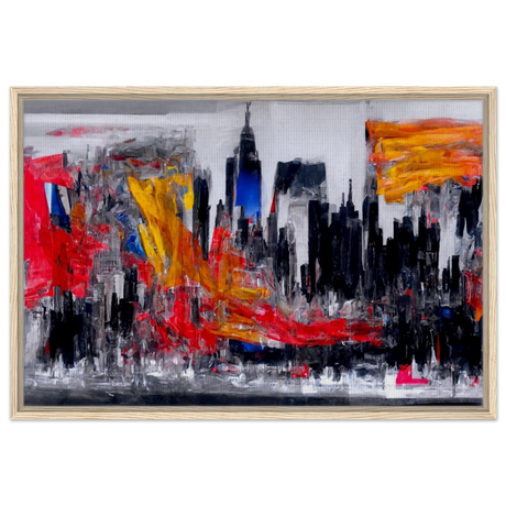 Urban Inferno â€“ Abstract Cityscape Wall Art PrintFramed Canvas60x90 cm / 24x36â€³
