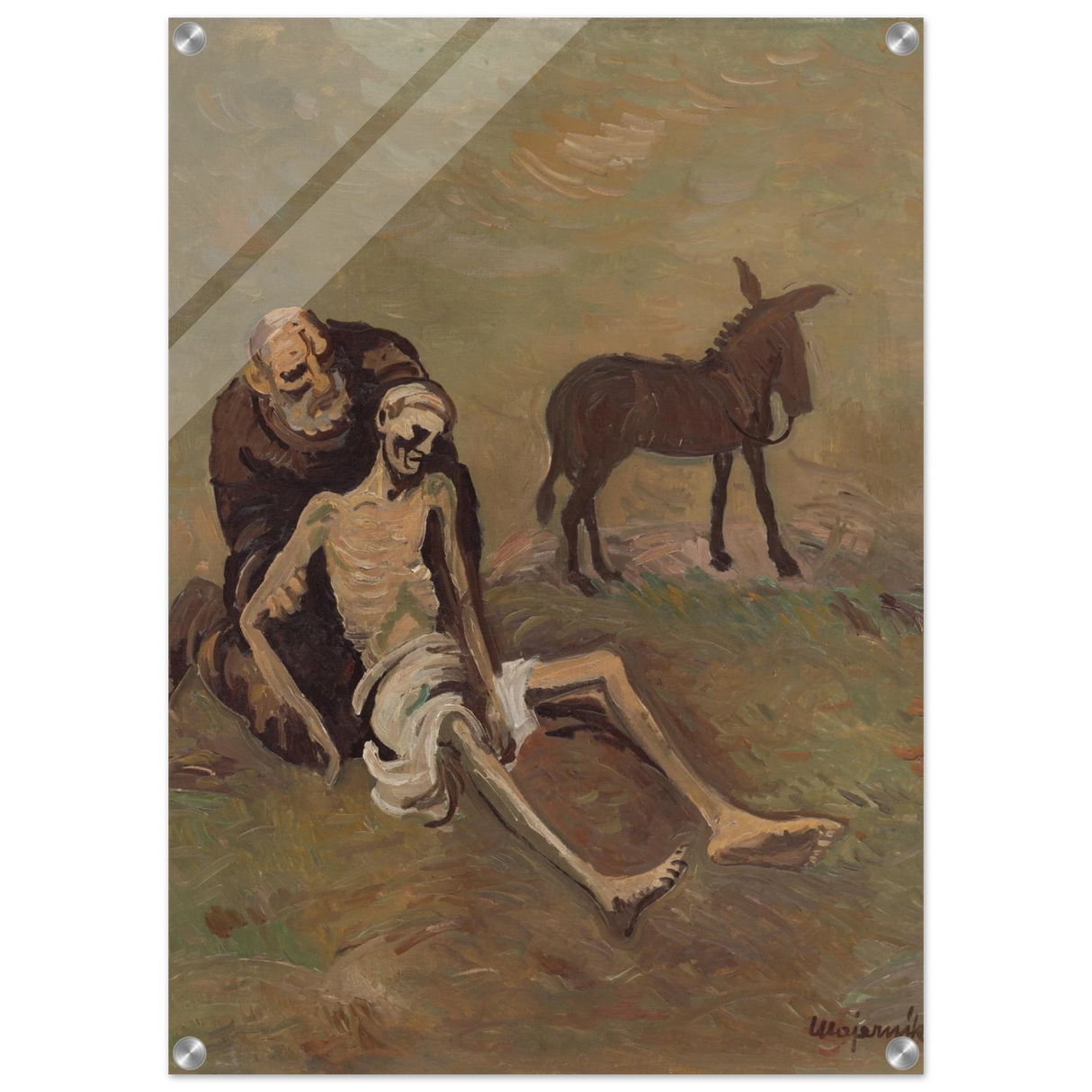 The Good Samaritan by CypriÃ¡n MajernÃ­k â€“ Expressionist Biblical Wall Art PrintFramed Canvas20x30 cm / 8x12â€³