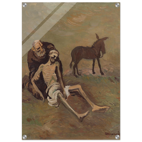The Good Samaritan by CypriÃ¡n MajernÃ­k â€“ Expressionist Biblical Wall Art PrintFramed Canvas20x30 cm / 8x12â€³