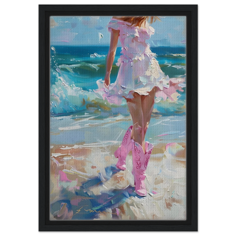 seaside sass pink boots ocean breeze wall art print20x30 cm / 8x12″Canvas