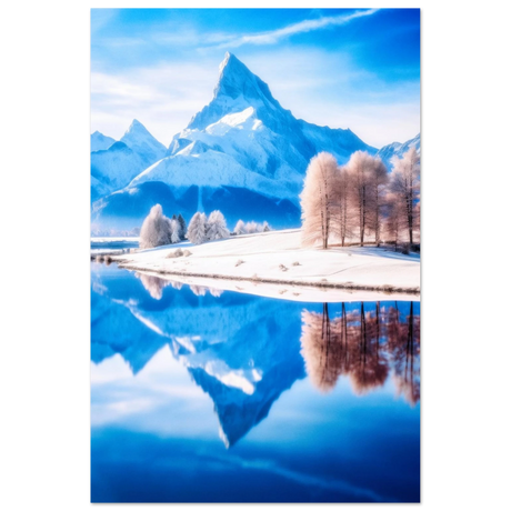 frozen reflections of majesty snowy mountain landscape wall art print20x30 cm / 8x12″Wood Prints