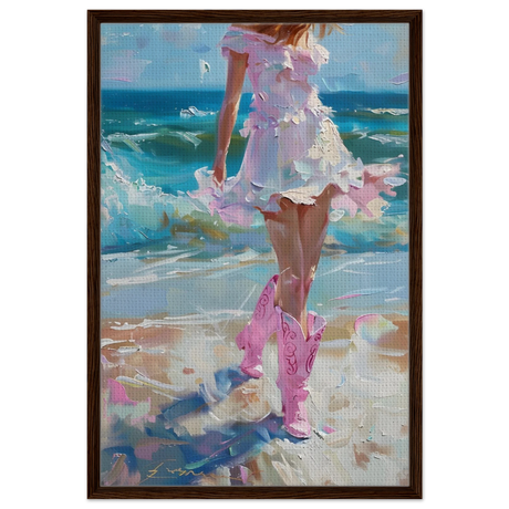seaside sass pink boots ocean breeze wall art print60x90 cm / 24x36″Acrylic Print