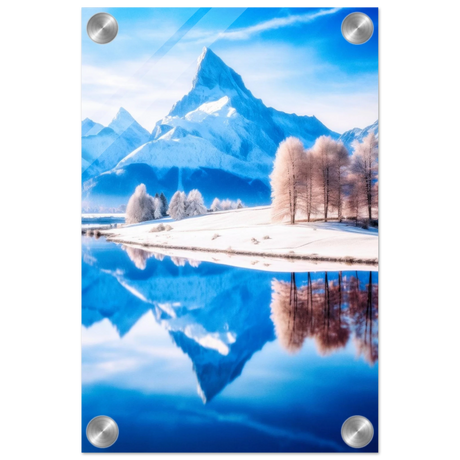 frozen reflections of majesty snowy mountain landscape wall art print50x75 cm / 20x30″Canvas