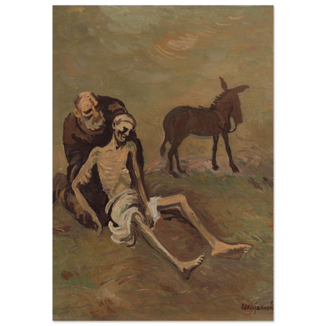 The Good Samaritan by CypriÃ¡n MajernÃ­k â€“ Expressionist Biblical Wall Art PrintFramed Canvas45x60 cm / 18x24â€³
