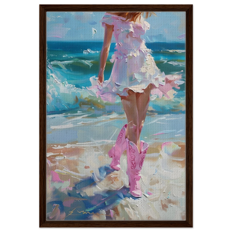 seaside sass pink boots ocean breeze wall art print20x30 cm / 8x12″Brushed Aluminum Print