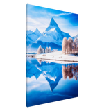frozen reflections of majesty snowy mountain landscape wall art print30x45 cm / 12x18″Aluminum Print