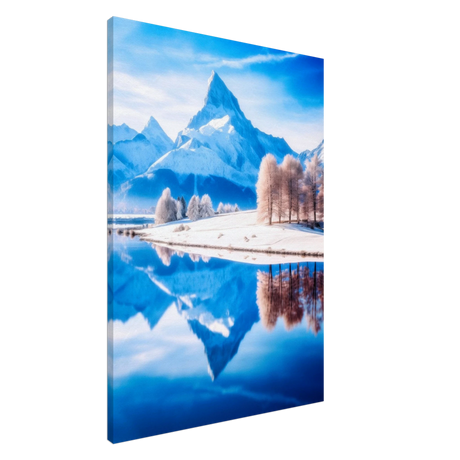 frozen reflections of majesty snowy mountain landscape wall art print30x45 cm / 12x18″Aluminum Print