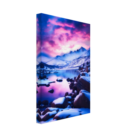 twilight serenity snowy mountain lake at sunset wall art print40x60 cm / 16x24″Brushed Aluminum Print