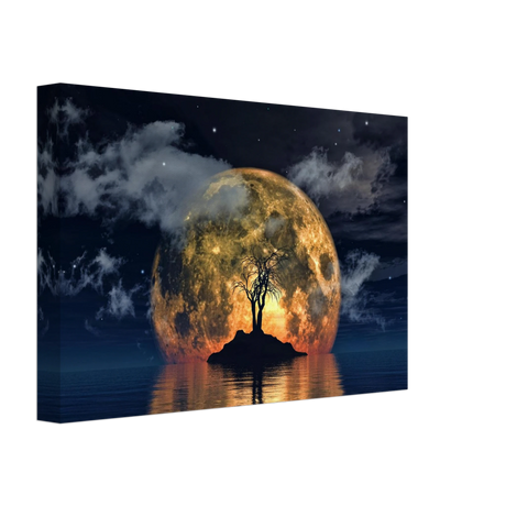 lunar eclipse isle a celestial nightscape awakened by the moon fine art digital illustration surreal moonlit scene40x60 cm / 16x24″Wood Prints