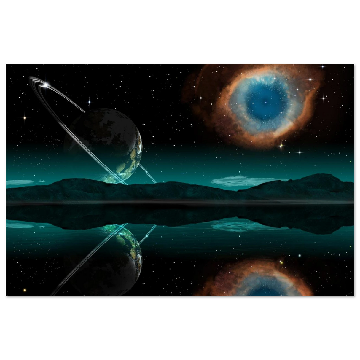 celestial reflections a portal beyond the stars wall art print30x45 cm / 12x18″Framed Canvas