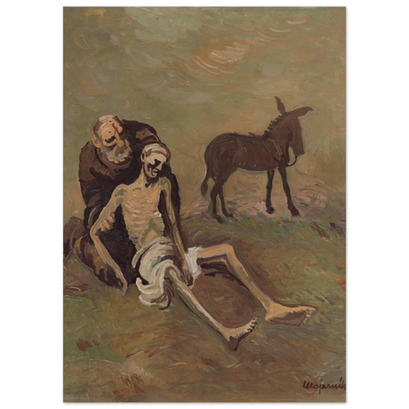 The Good Samaritan by CypriÃ¡n MajernÃ­k â€“ Expressionist Biblical Wall Art PrintFramed Canvas30x40 cm / 12x16â€³