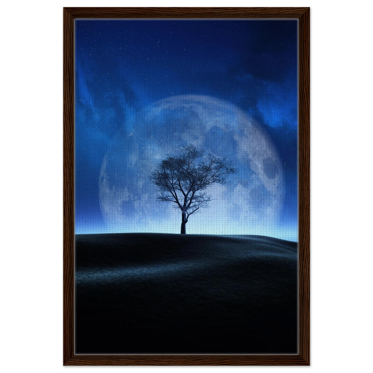 lunar silence a moonlit whisper in the night dreamy digital fantasy landscape wall art print60x90 cm / 24x36″Brushed Aluminum Print