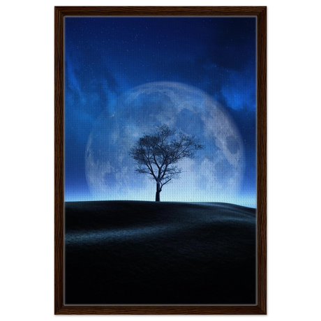 lunar silence a moonlit whisper in the night dreamy digital fantasy landscape wall art print60x90 cm / 24x36″Brushed Aluminum Print