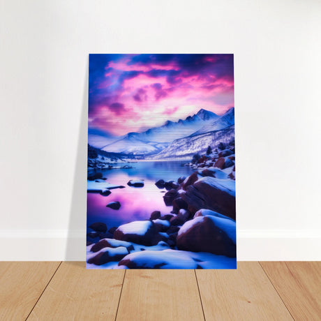 twilight serenity snowy mountain lake at sunset wall art print40x60 cm / 16x24″Fine Art Poster