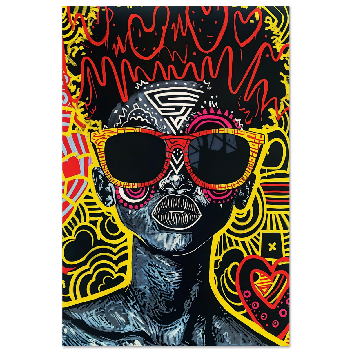 electric royalty afro futurist pop expression wall art print70x100 cm / 28x40″Brushed Aluminum Print