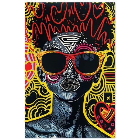 electric royalty afro futurist pop expression wall art print70x100 cm / 28x40″Brushed Aluminum Print