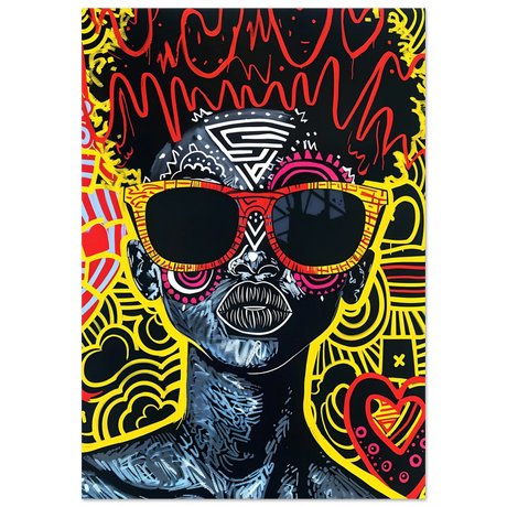 electric royalty afro futurist pop expression wall art print20x30 cm / 8x12″Brushed Aluminum Print
