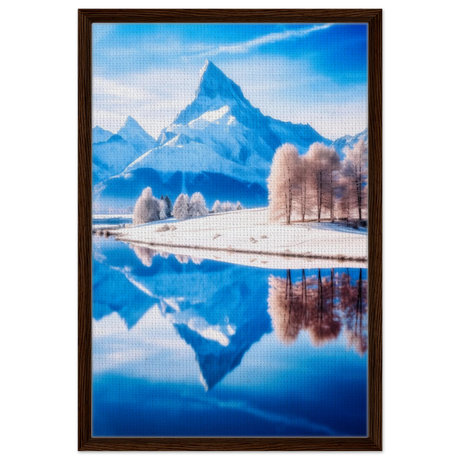 frozen reflections of majesty snowy mountain landscape wall art print30x45 cm / 12x18″Framed Canvas