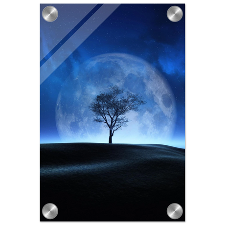lunar silence a moonlit whisper in the night dreamy digital fantasy landscape wall art print40x60 cm / 16x24″Acrylic Print