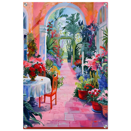 garden of morning light blooming terrace escape wall art print40x60 cm / 16x24″Wood Prints