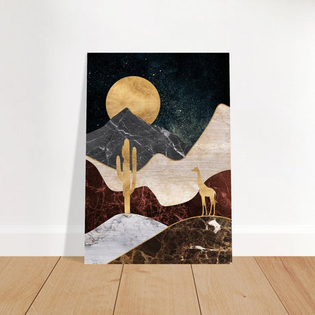 golden horizon safari abstract wilderness in luxe texture wall art print60x90 cm / 24x36″Brushed Aluminum Print