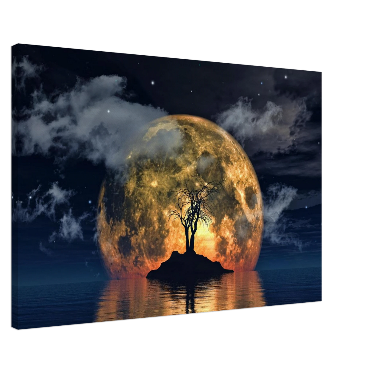 lunar eclipse isle a celestial nightscape awakened by the moon fine art digital illustration surreal moonlit scene20x30 cm / 8x12″Acrylic Print