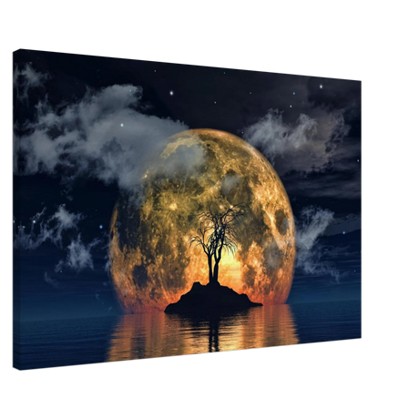 lunar eclipse isle a celestial nightscape awakened by the moon fine art digital illustration surreal moonlit scene20x30 cm / 8x12″Acrylic Print