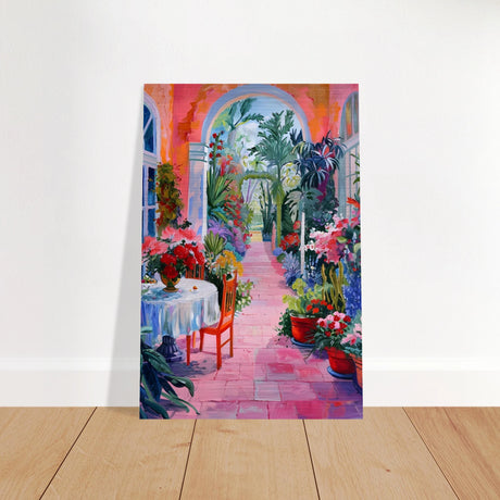 garden of morning light blooming terrace escape wall art print50x75 cm / 20x30″Framed Canvas