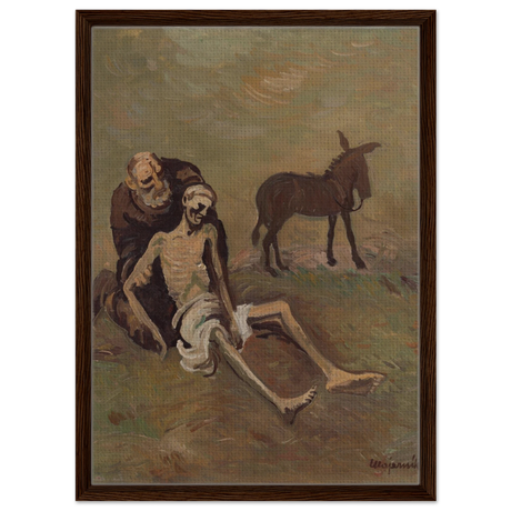 The Good Samaritan by CypriÃ¡n MajernÃ­k â€“ Expressionist Biblical Wall Art PrintBrushed Aluminum Print20x30 cm / 8x12â€³