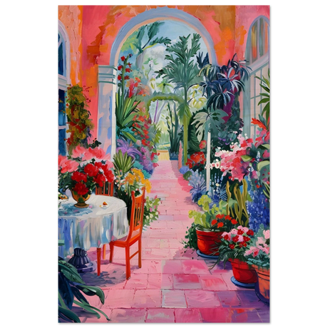 garden of morning light blooming terrace escape wall art print60x90 cm / 24x36″Acrylic Print