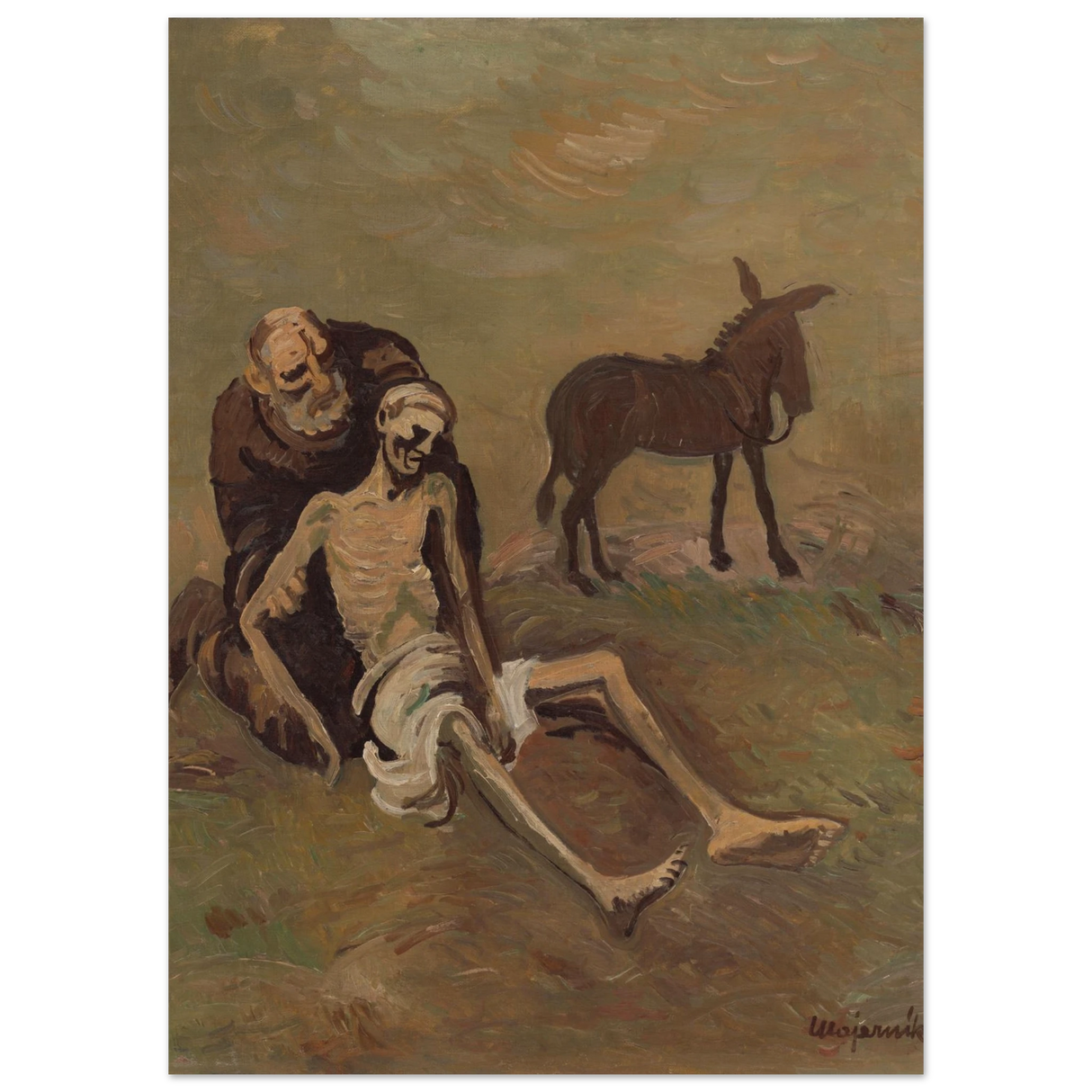 The Good Samaritan by CypriÃ¡n MajernÃ­k â€“ Expressionist Biblical Wall Art PrintCanvas45x60 cm / 18x24â€³