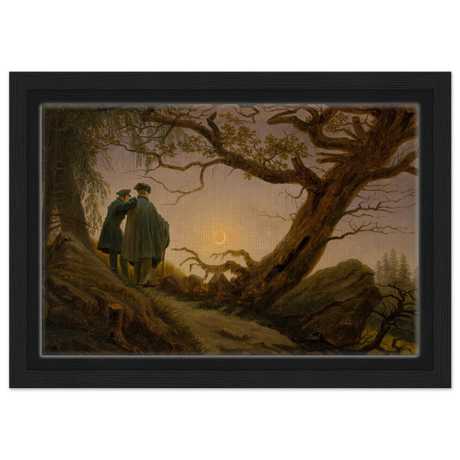 two men contemplating the moon by caspar david friedrich romantic landscape wall art print40x50 cm / 16x20″Aluminum Print