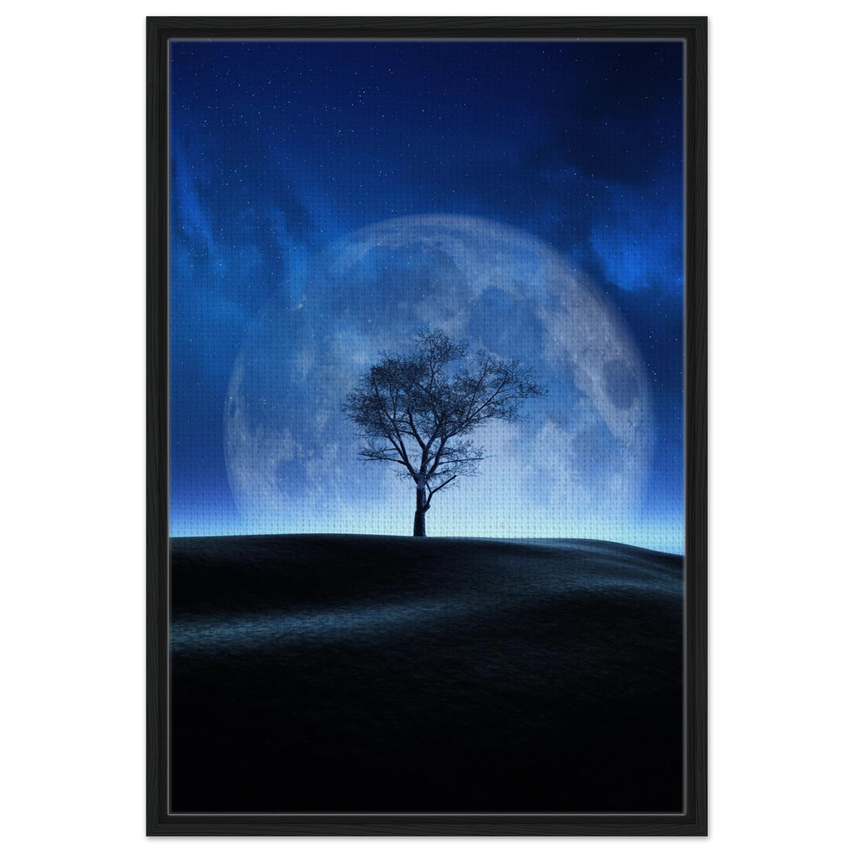 lunar silence a moonlit whisper in the night dreamy digital fantasy landscape wall art print30x45 cm / 12x18″Framed Canvas