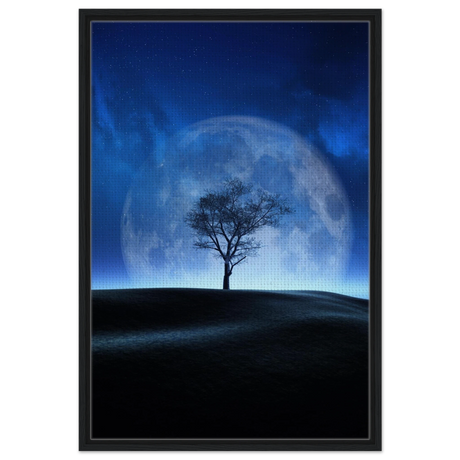 lunar silence a moonlit whisper in the night dreamy digital fantasy landscape wall art print30x45 cm / 12x18″Framed Canvas