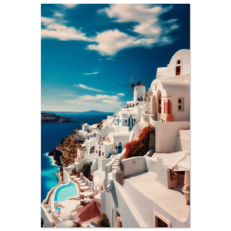 santorini serenity dreamy greek island wall art print20x30 cm / 8x12″Framed Canvas