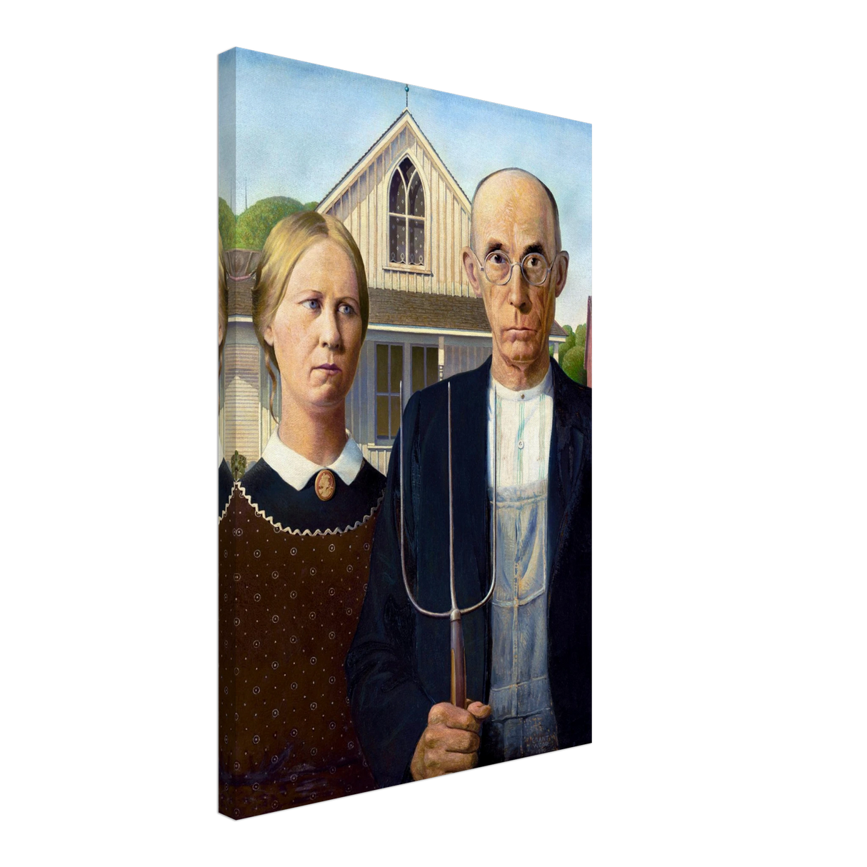 American Gothic by Grant Wood â€“ Iconic American Regionalism Art PrintFramed Canvas50x75 cm / 20x30â€³