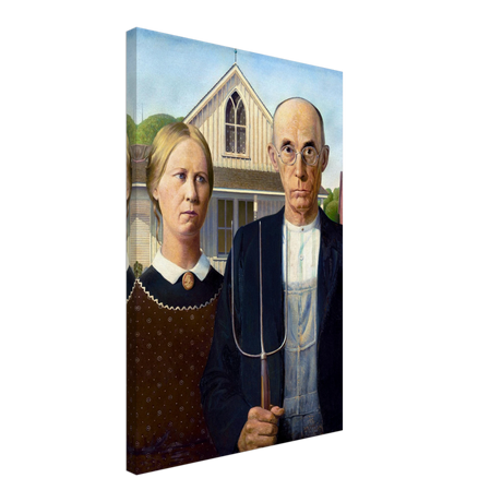 American Gothic by Grant Wood â€“ Iconic American Regionalism Art PrintFramed Canvas50x75 cm / 20x30â€³