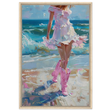 seaside sass pink boots ocean breeze wall art print60x90 cm / 24x36″Fine Art Poster