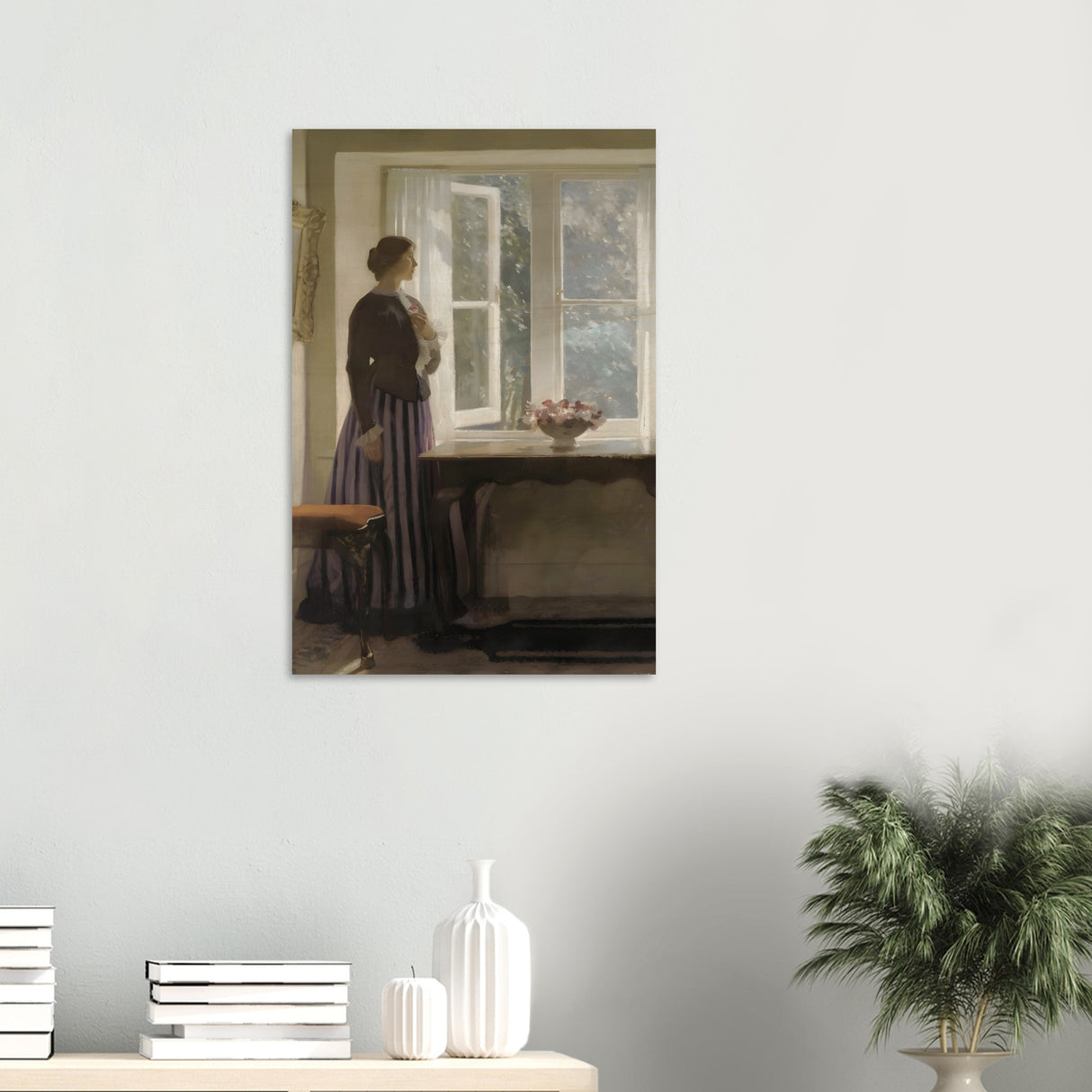 the girl and the picture a flower by harold knight