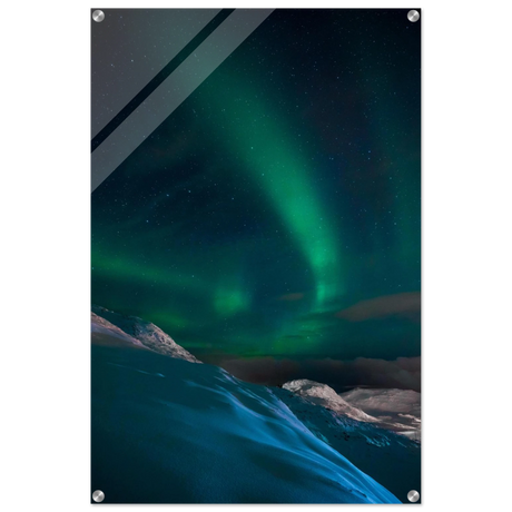 celestial veil dancing lights over arctic silence fine art photography northern lights wall art print20x30 cm / 8x12″Brushed Aluminum Print