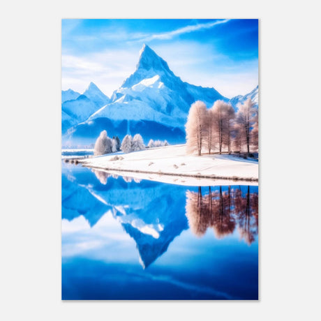 frozen reflections of majesty snowy mountain landscape wall art print60x90 cm / 24x36″Fine Art Poster